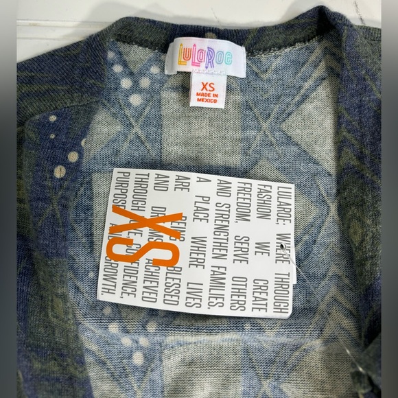 LuLaRoe Sarah Cardigan Duster Sweater Women’s Size XS Blue Green Cream - Picture 8 of 16
